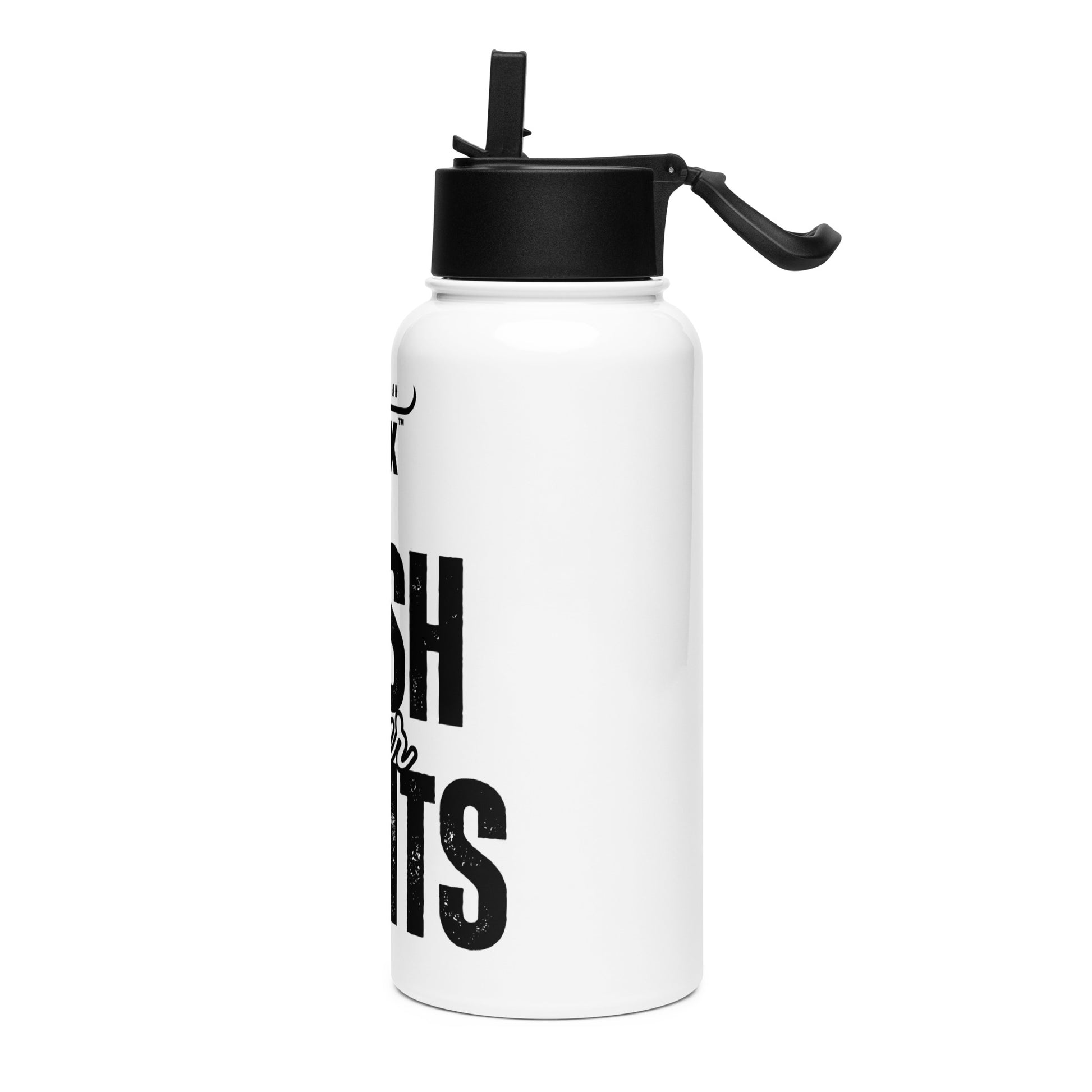 32 oz insulated stainless steel water bottle with foldable straw